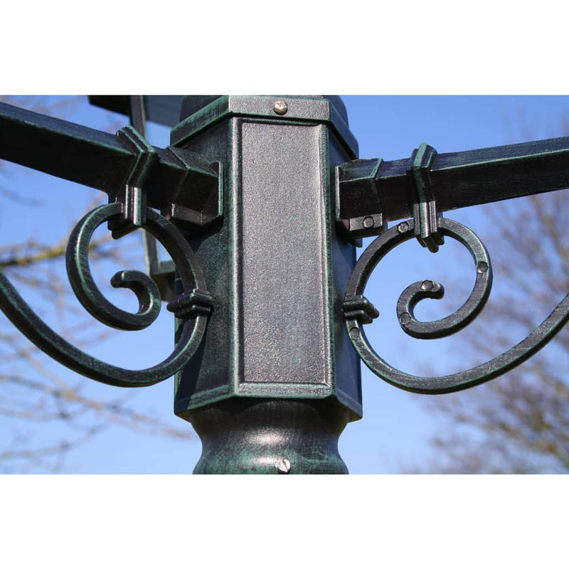 Garden Light Post 3-arms 215 cm Dark Green/Black Aluminium