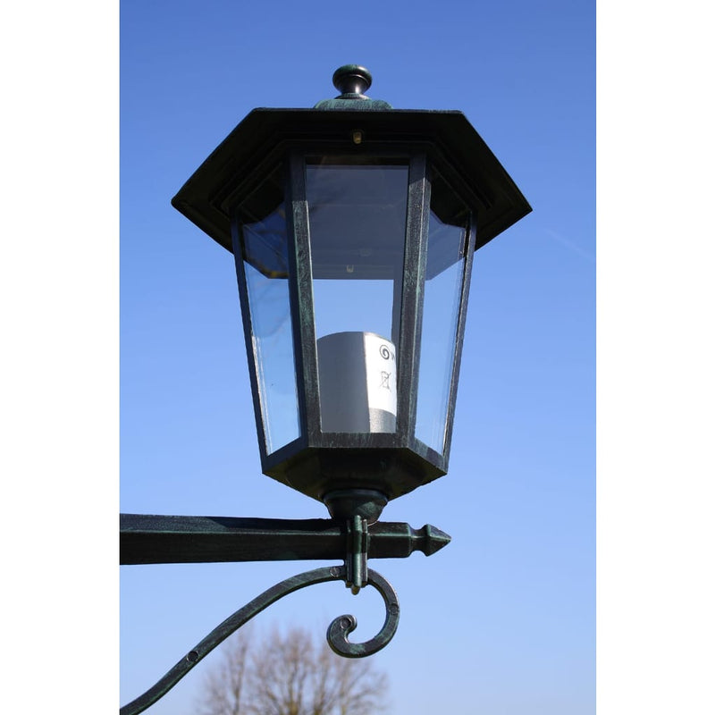 Garden Light Post 2-arms 215 cm Dark Green/Black Aluminium