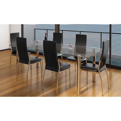 Dining Chairs 6 pcs Black Faux Leather