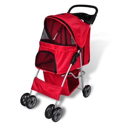 Pet Stroller Travel Carrier Red Folding