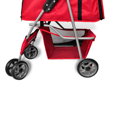 Pet Stroller Travel Carrier Red Folding