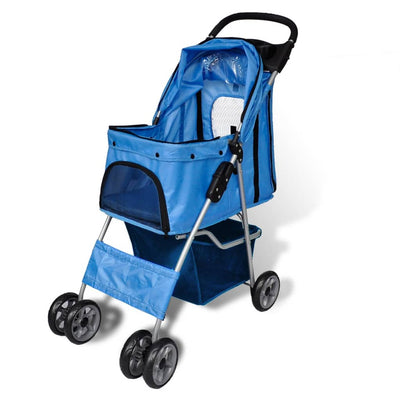 Pet Stroller Travel Carrier Blue Folding