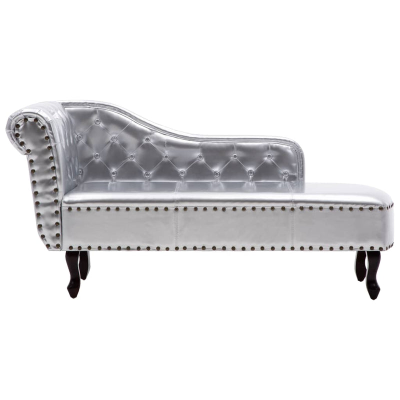 Chaise Longue Silver Faux Leather