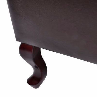 Armchair with Footstool Dark Brown Faux Leather