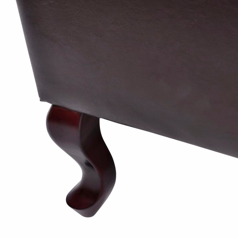 Armchair with Footstool Dark Brown Faux Leather