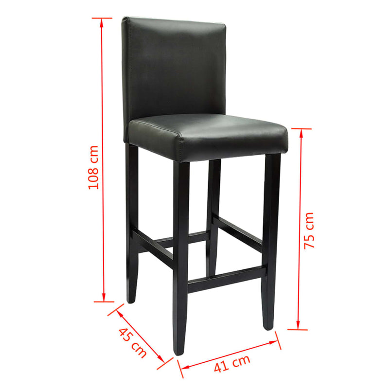 Bar Stools 2 pcs Black Faux Leather