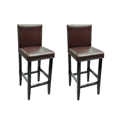 Bar Stools 2 pcs Dark Brown Faux Leather