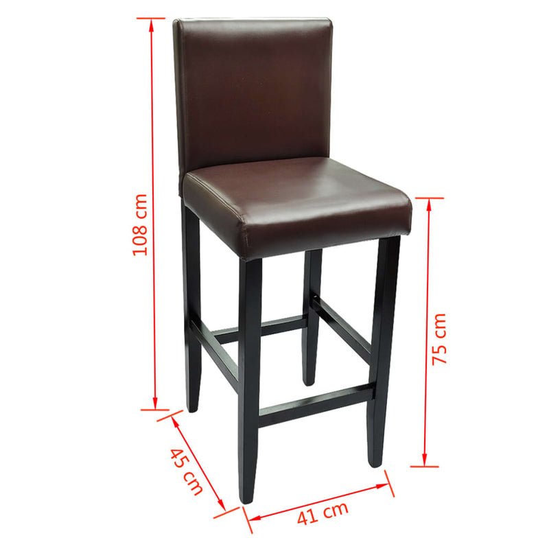 Bar Stools 2 pcs Dark Brown Faux Leather