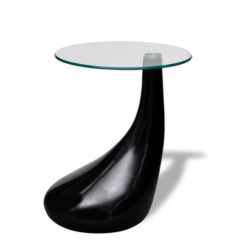 Coffee Table with Round Glass Top High Gloss Black