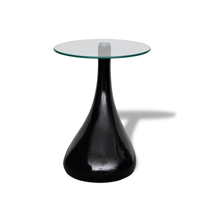 Coffee Table with Round Glass Top High Gloss Black