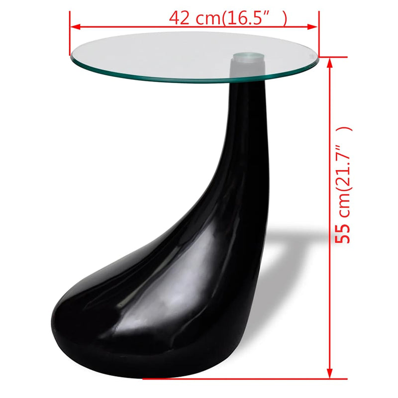 Coffee Table with Round Glass Top High Gloss Black