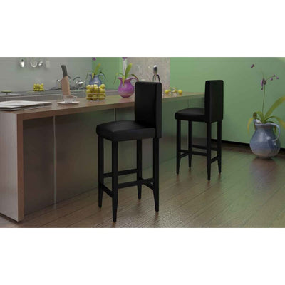 Bar Stools 6 pcs Black Faux Leather