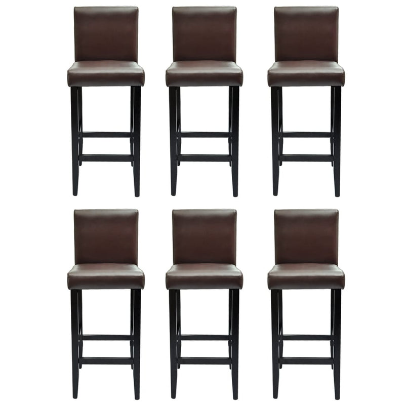 Bar Stools 6 pcs Dark Brown Faux Leather