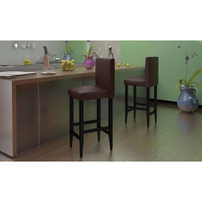 Bar Stools 6 pcs Dark Brown Faux Leather