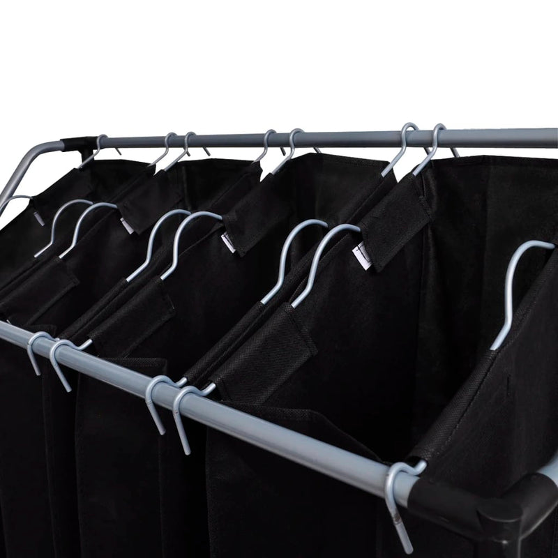 Laundry sorter with 4 bags black grey