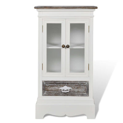 Cabinet 2 Doors 1 Drawer White Wood