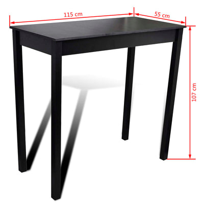 Bar Table with 2 Bar Chairs Black