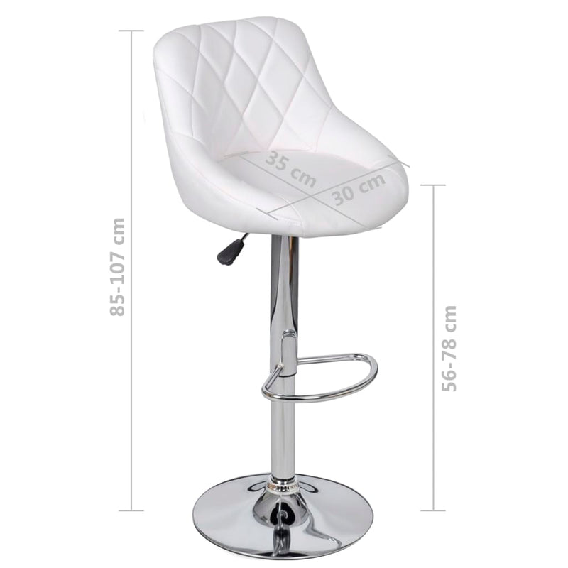 Bar Stools 2 pcs White Faux Leather