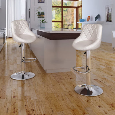 Bar Stools 2 pcs White Faux Leather