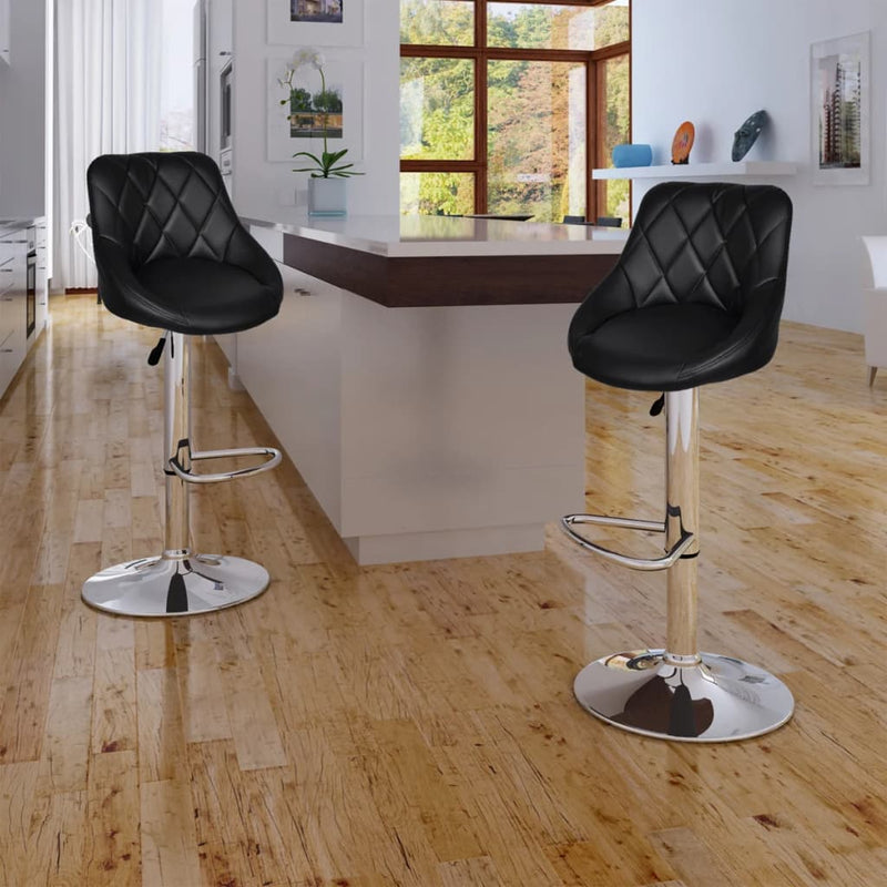 Bar Stools 2 pcs Black Faux Leather