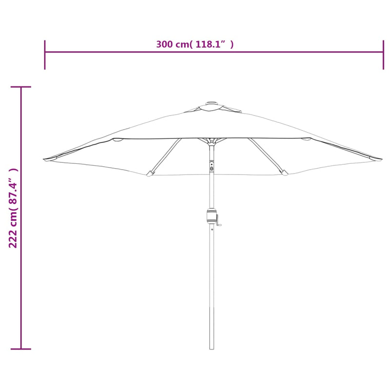 Garden Parasol Green 3m Steel Pole