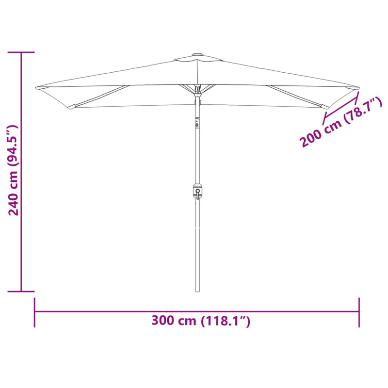 Garden Parasol 200 x 300 cm Sand White Rectangular