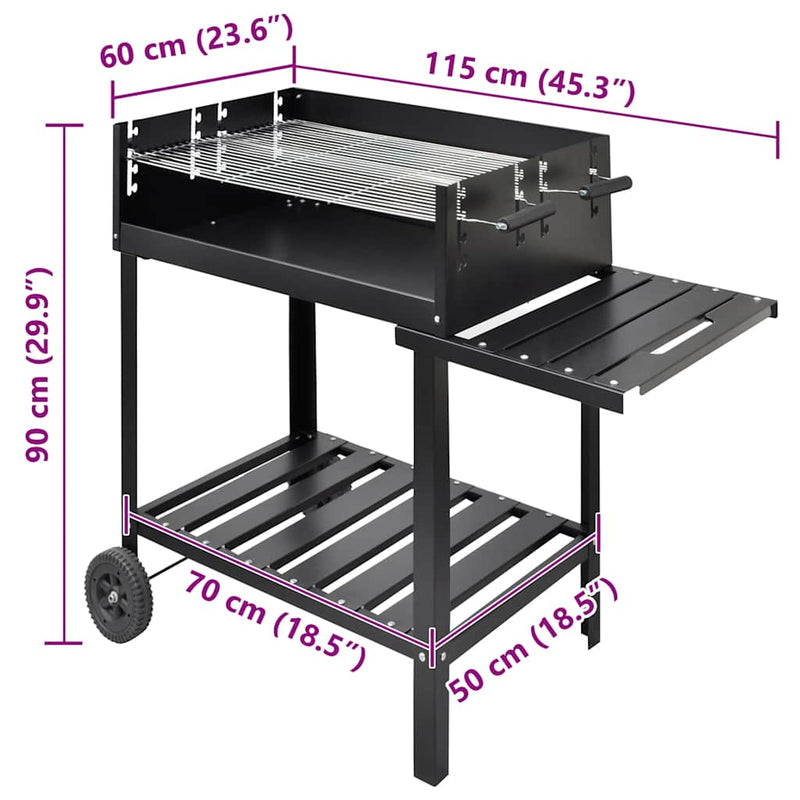 BBQ Stand Charcoal Barbecue 2 Wheels