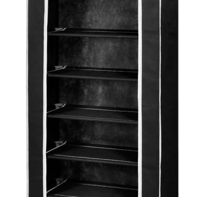 Fabric Shoe Cabinet with Cover 162 x 57 x 29 cm Black