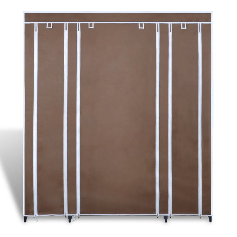 Wardrobe with Compartments and Rods 45x150x176 cm Brown Fabric