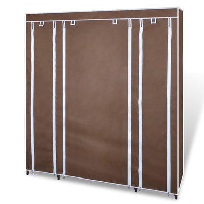 Wardrobe with Compartments and Rods 45x150x176 cm Brown Fabric