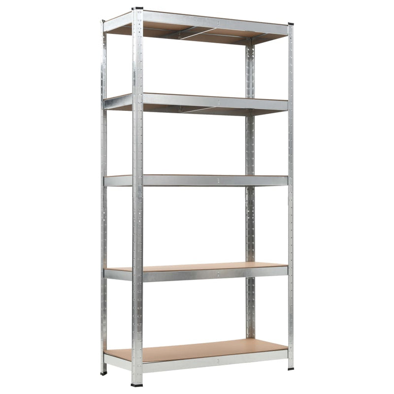 5-Layer Storage Shelf Silver Steel&Engineered Wood