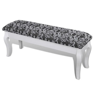 Cushioned Hocker for Dressing Table 2-Seater Black 110 cm