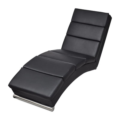 Chaise Longue Black Faux Leather