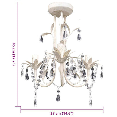 Crystal Pendant Ceiling Lamp Chandelier Elegant White