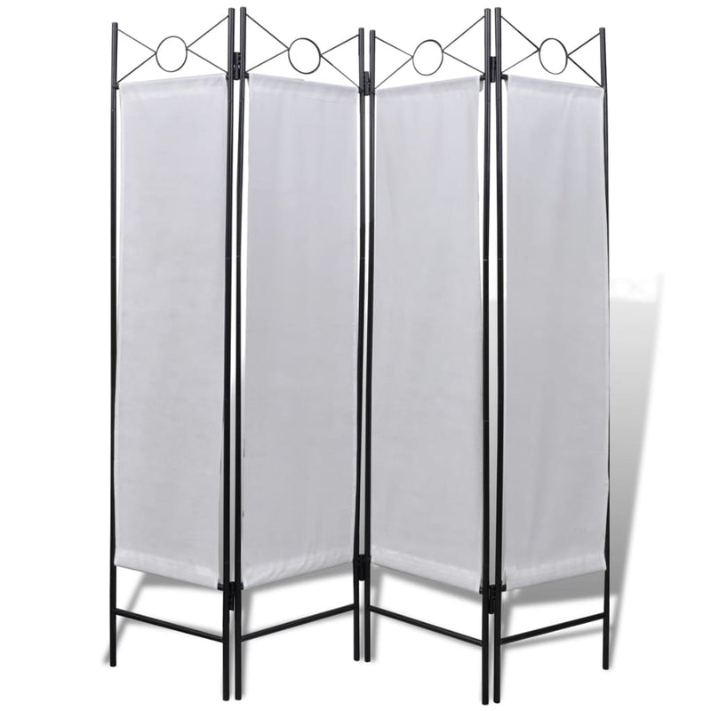 4-Panel Room Divider Privacy Folding Screen White 160 x 180 cm