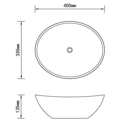 Luxury Ceramic Basin Oval-shaped Sink White 40 x 33 cm