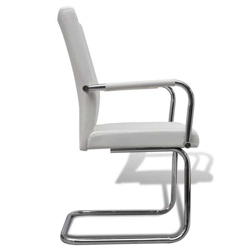 Cantilever Dining Chairs 2 pcs White Faux Leather