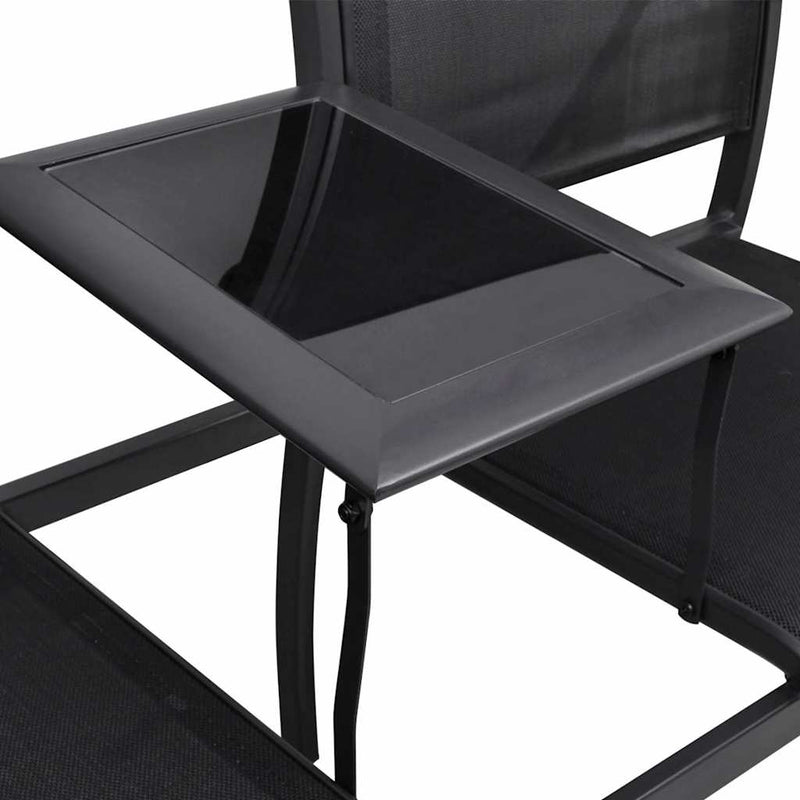 2 Seater Garden Bench 131 cm Steel and Textilene Black