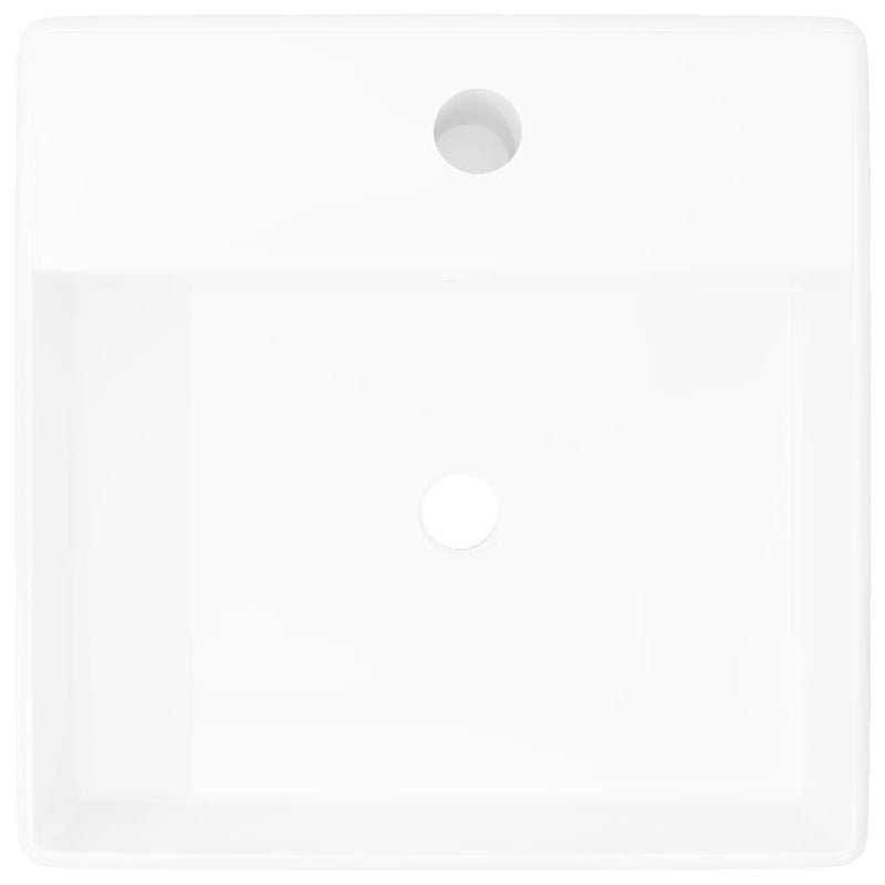 Ceramic Basin Square with Overflow and Faucet Hole 41 x 41 cm