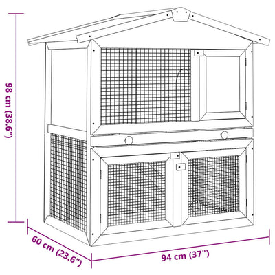 Outdoor Rabbit Hutch Small Animal House Pet Cage 3 Doors Wood