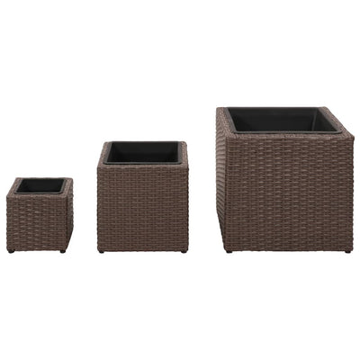 Garden Square Raised Bed Set 3 Pieces Rattan Brown