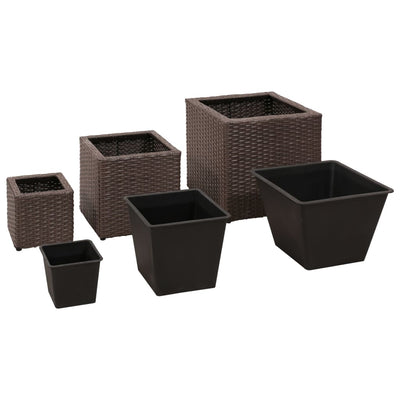 Garden Square Raised Bed Set 3 Pieces Rattan Brown