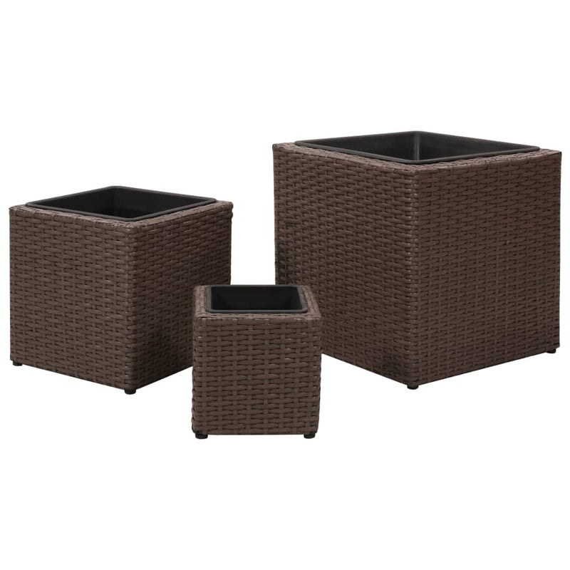 Garden Square Raised Bed Set 3 Pieces Rattan Brown