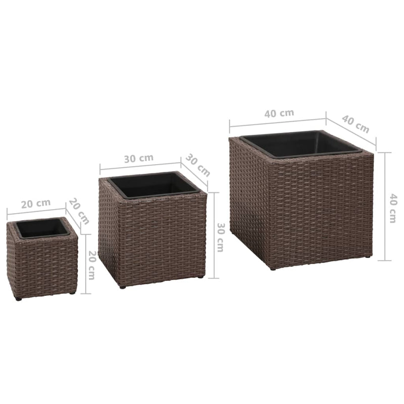 Garden Square Raised Bed Set 3 Pieces Rattan Brown