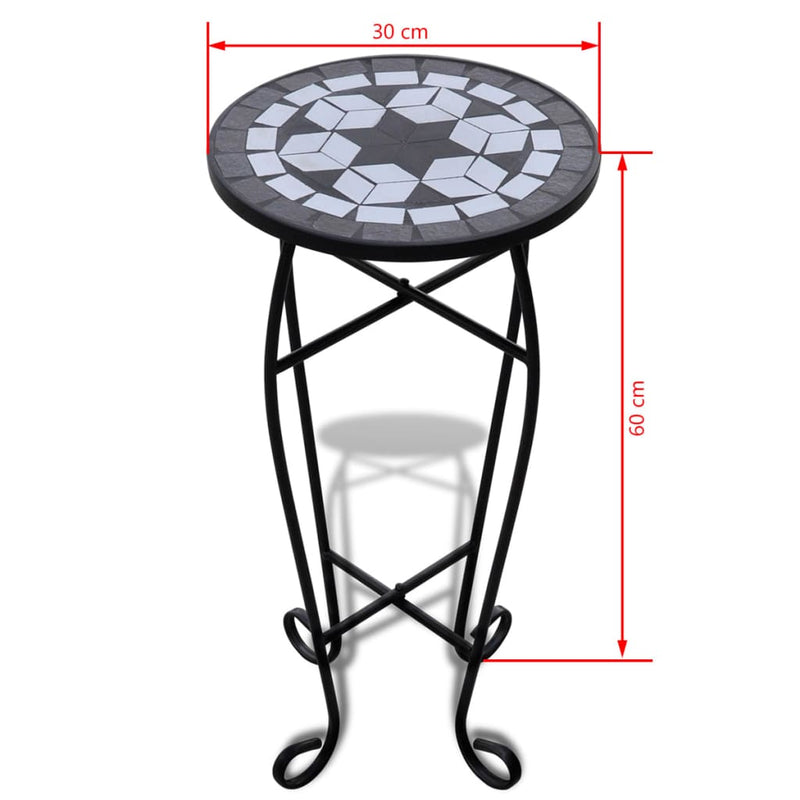 Mosaic Plant Table Black and White