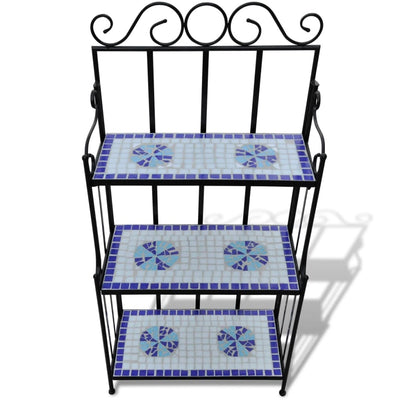 Plant Stand Plant Display Blue White Mosaic Pattern