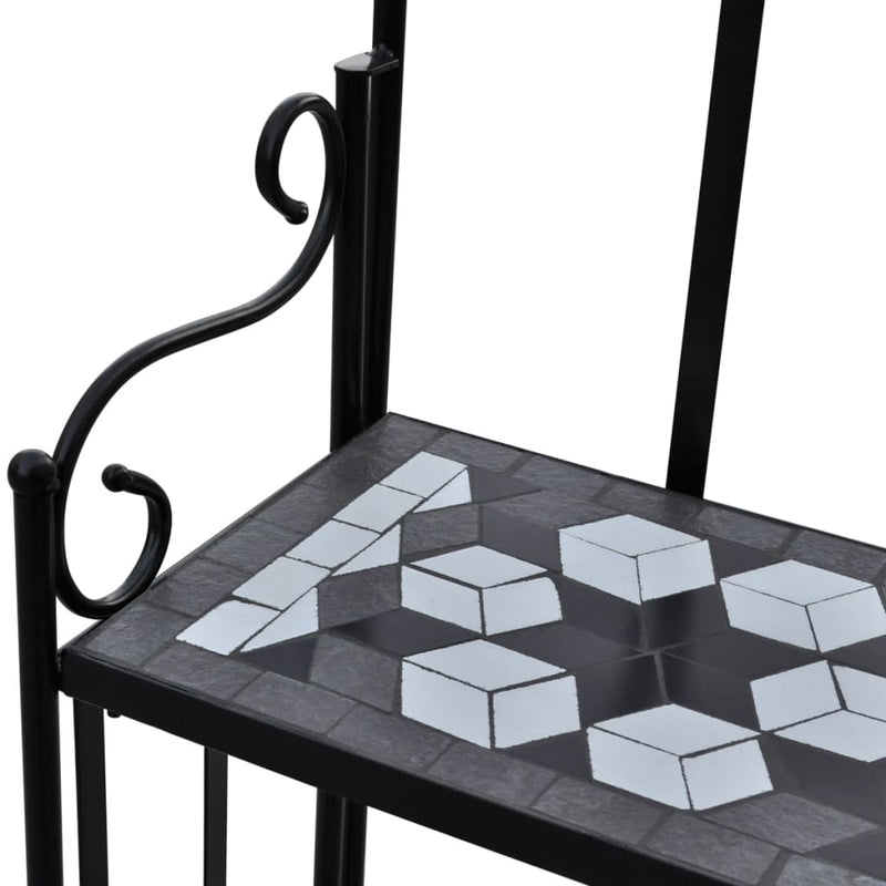 Plant Stand Plant Display Black White Mosaic Pattern