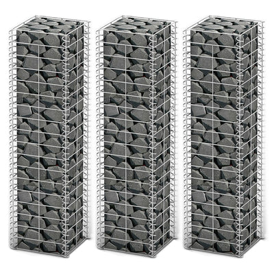 Gabion Set 3 pcs Galvanised Wire 25x25x100 cm