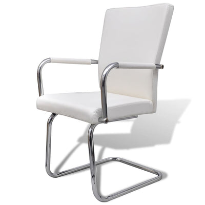 Cantilever Dining Chairs 4 pcs White Faux Leather