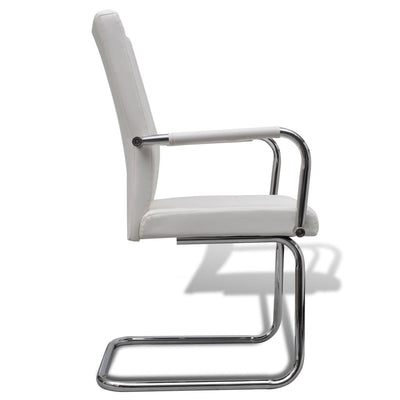 Cantilever Dining Chairs 4 pcs White Faux Leather